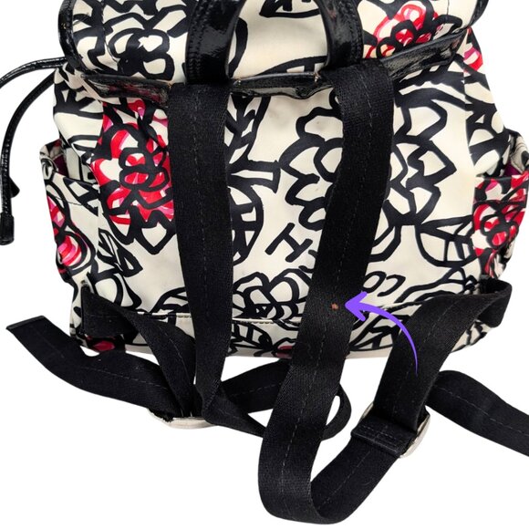 Coach Poppy Daisy Floral Graffiti Nylon Patent Leather Backpack F16582 - Picture 7 of 12